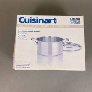 Cuisinart 6 Quart Stockpot with Cover Chef's Classic Stainless Steel 744-24 NEW